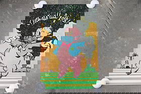 Porky Pig Environmental Crisis Poster, Gemini Rising, 1971, Nuclear: Porky Pig That's All Folks Poster, 1971. A poignant warning, this poster depicts the cartoon character wearing a gas mask with text that reads "That's All Folks!" Printed by Gemini Rising, 1971. Dimen