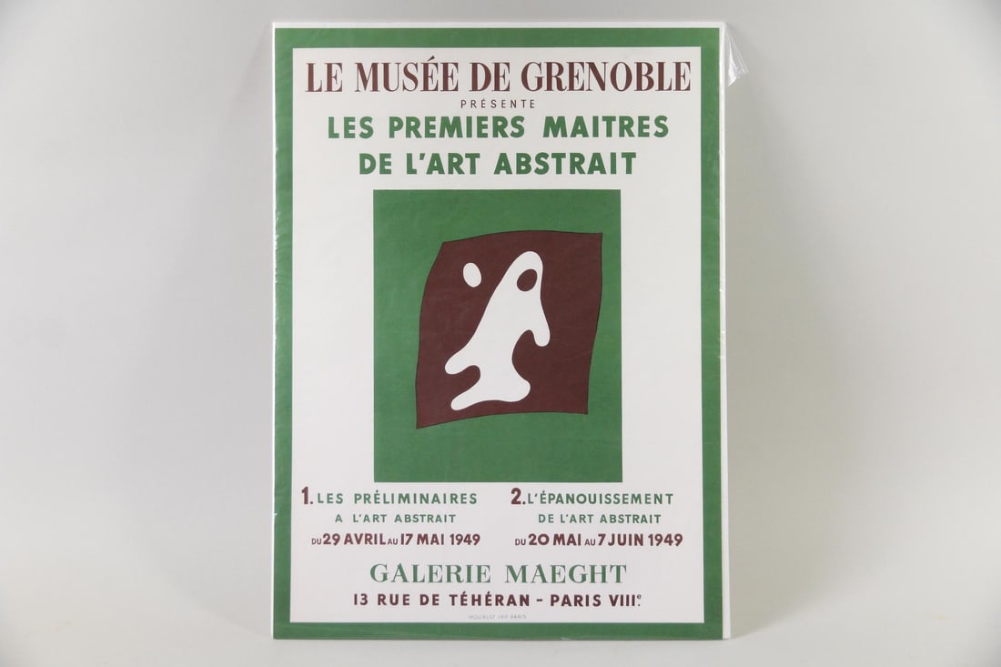 Jean Arp Exhibition Poster, 1949, Galerie Maeght: Jean Arp (German-French, 1886-1966) Lithograph Exhibition Poster, Galerie Maeght. Lithograph was published in 1949 by the Galerie Maeght for the two-part Arp exhibition "Les Premiers Maitres de l'Art
