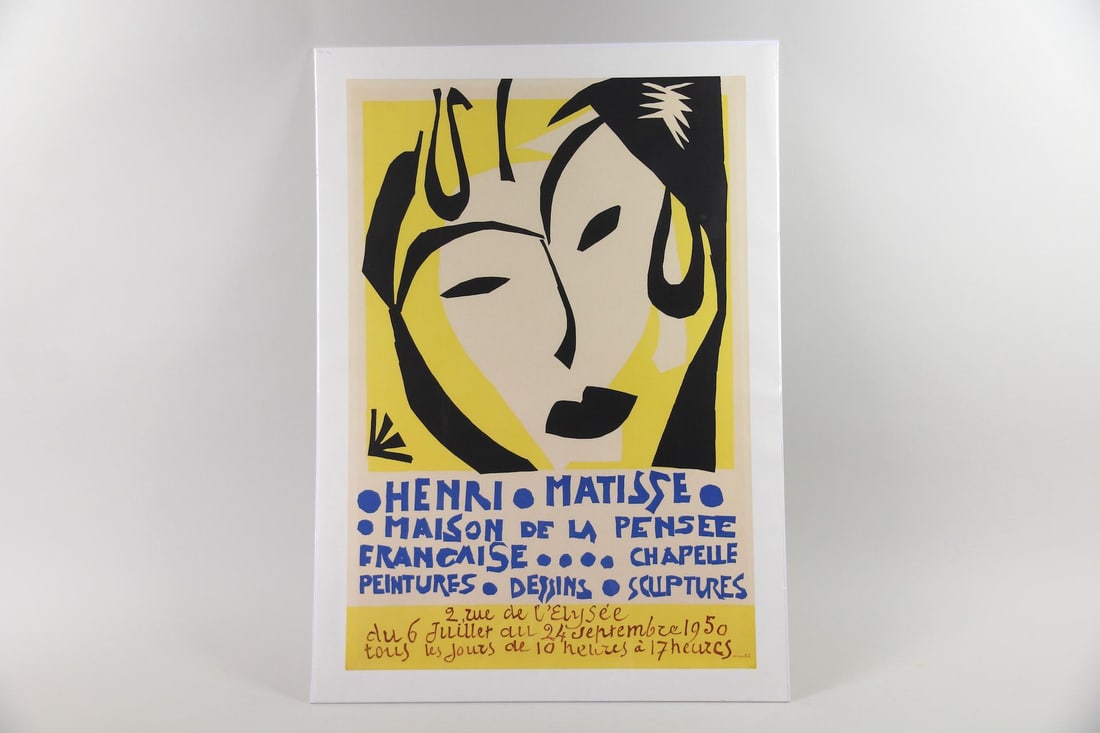 Matisse Exhibition Poster Maison de la Pensee Francaise Paris,1950: Matisse Exhibition Poster Maison de la Pensee Francaise Paris,1950. Lithographic poster, advertising an exhibition of Matisse's work at the Maison de la Pensee Francaise in Paris in 1950. Featuring a