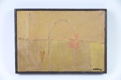 Abstract Textural Painting in Earth Tones, Signed, 1965