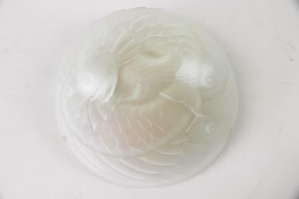 Frosted Glass Lalique "Poisson" Fish Ceiling Light Fixture