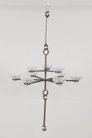 Erik Hoglund 9 Arm Iron & Glass Candelabra Chandelier