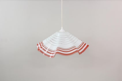 Red & White Handkerchief Glass Pendant Lamp