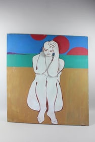 Modern Figurative Painting with Articulating Arm & Face