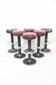 Set of 6 Danish Leather & Metal Bar Stools, Ole Rune Design