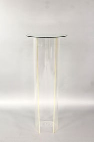 Postmodern Clear Acrylic & Glass Pedestal Stand
