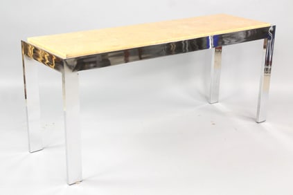 Milo Baughman Style Burl Wood Console Table