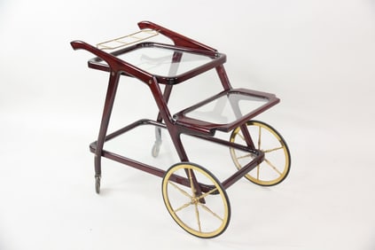 Cesare Lacca Italian Ebonized Rosewood & Brass Bar Cart