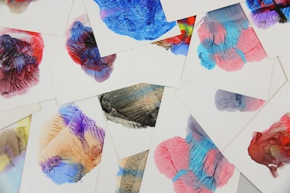 Lot of 17 Textured Abstract Paintings, Monoprints on Paper