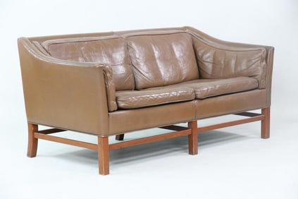 Danish Modern Brown Leather Sofa, Gunnar Grandt, 2 of 2