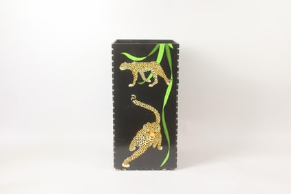 Wooden Storage Box, Umbrella Holder, Cheetahs & Foliage