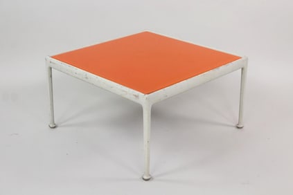 Orange Square Enameled Coffee Table, Richard Shultz