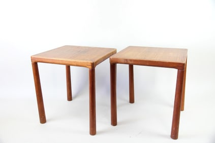 Pair of Square Swedish Teak Wood Side Tables