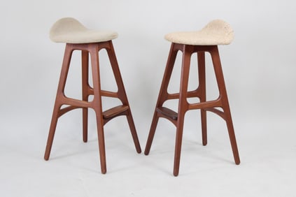 Pair of Danish Modern Teak Mobler Bar Stools, Erik Buck