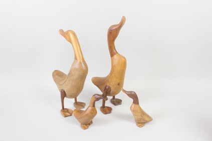 Group of 4 DCUK Carved Wood Duck Figures