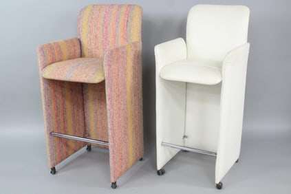 Mismatched Pair of Giovanni Offredi for Saporiti "Lewes" Bar Stools