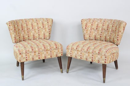 Pair of Mid-Century Modern Cocktail Slipper Chairs