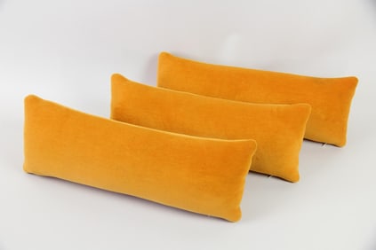 Set of 3 Knoll Textiles Lumbar Pillows, Orange Velvet