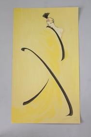 Pencil Signed Rene Gruau Print "La Femme au Jaune"