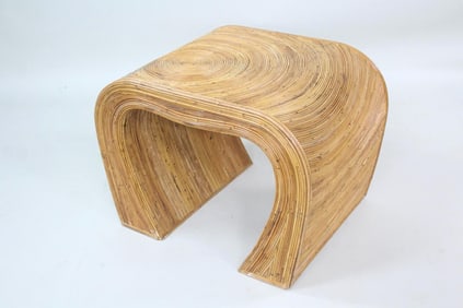 Pencil Reed Waterfall End Table, Manner of Gabriella Crespi