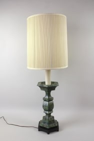 Hollywood Regency Green Metal Table Lamp