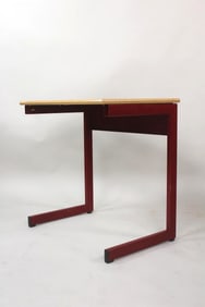 French Metal & Faux Wood School Desk by Thurop S.A.
