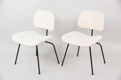 Pair of Contemporary Upholstered DCM Chairs, Eames for Herman Miller