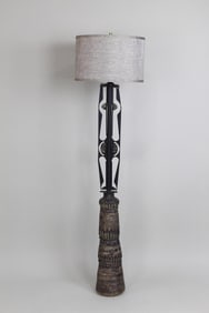 Mid-Century Modern Brutalist Metal & Ceramic Floor Lamp
