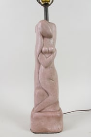Modernist Figural Nude Woman Lamp, Signed RJ