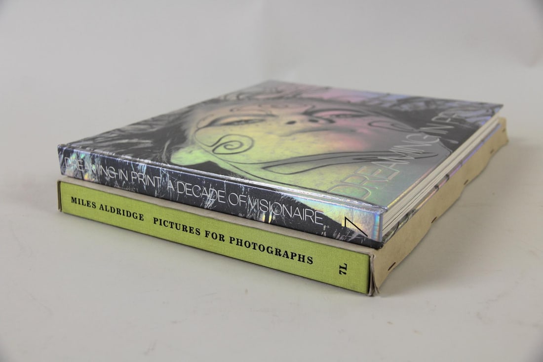 Pair of Art & Fashion, Photography Books; Miles Aldridge, Visionaire: Pair of Art & Fashion, Photography Books; Miles Aldridge, Visionaire. Two hardcover books; Miles Aldridge 'Pictures for Photographs,' with slipcover, and Dreaming in Print: A Decade of Visionaire. Dim