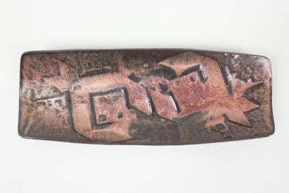 Modernist Studio Pottery Dish with Abstract Design, Signed