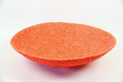 Oversized Mid-Century Modern Orange Spun Plastic Spaghetti Bowl