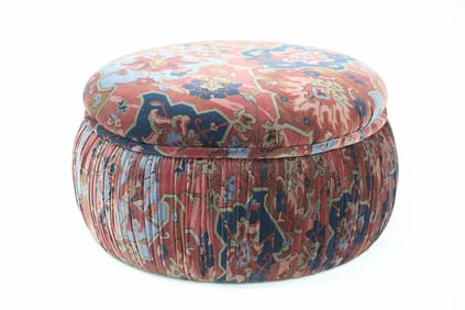 Round Ottoman with Jack Lenore Larsen Upholstery