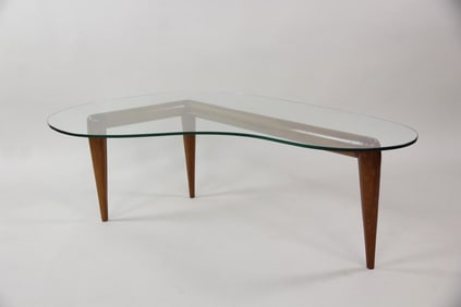 Glass & Wood Biomorphic Coffee Table, Robsjohn-Gibbings