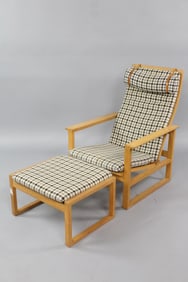 Oak Sled Chair & Ottoman, Børge Mogensen for Fredericia Stolefabrik