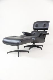 Herman Miller Eames Black on Black Leather Lounge Chair & Ottoman