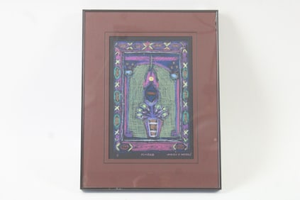 Framed Modernist Monoprint "Mihrab" by Shirley B. Waters