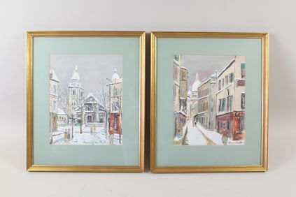 Pair of Streetscape Pochoir Prints of Montmartre by Maurice Utrillo