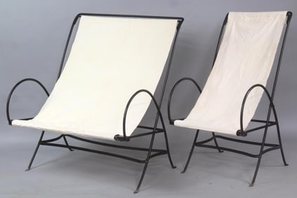 Minimalist Iron Canvas Sling Settee & Lounge Chair