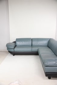 Mariani for Pace Two-Part Leather Sectional Sofa