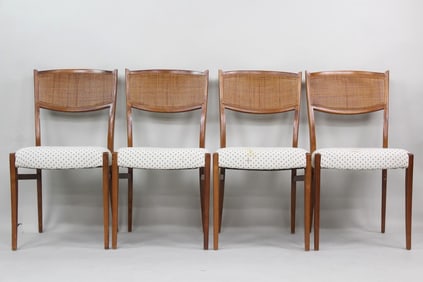Set of 4 Barney Flagg for Drexel Parallel Caned Dining Chairs