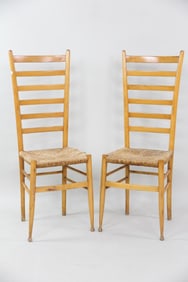 Pair of Italian High Back Chairs after Gio Ponti