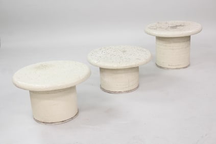 Set of 3 Faux Coral Coquina Mushroom Nesting Tables