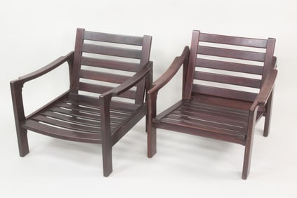 Pair of Mid-Century Modern Wooden Lounge Chairs