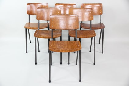 Set of 6 Pagholz Bent Plywood Stacking Chairs, 1 of 2