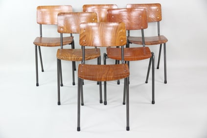 Set of 6 Pagholz Bent Plywood Stacking Chairs, 2 of 2