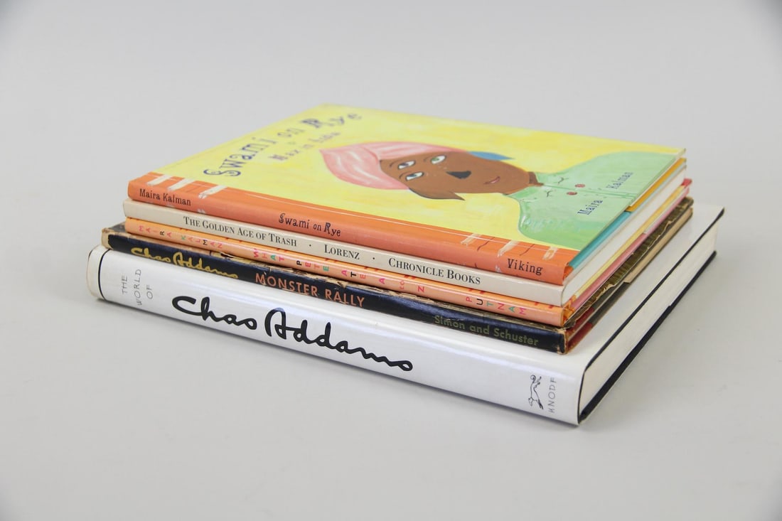 Lot of 5 Illustrated Books; Lee Lorenz, Maira Kalman, Chas Addams: Lot of 5 Illustrated/Cartoon Books; Lee Lorenz, Maira Kalman, Chas Addams. Grouping of three notable illustrators and cartoonists; Swami on Rye, and What Pete Ate From A-Z by Maria Kalman, The Golden 