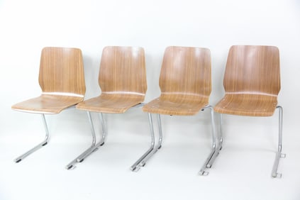 Set of 4 Italian Stacking Cantilever School Chairs