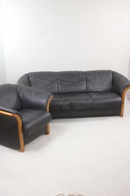 Ekornes Norway Manhattan Black Leather Lounge Chair & Sofa