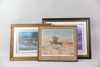 Group of 3 Framed Western Cowboy Prints by Olaf Wieghorst